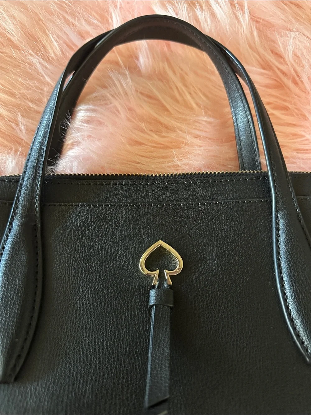 kate spade Black Leather Briefcase with Gold Heart Accent